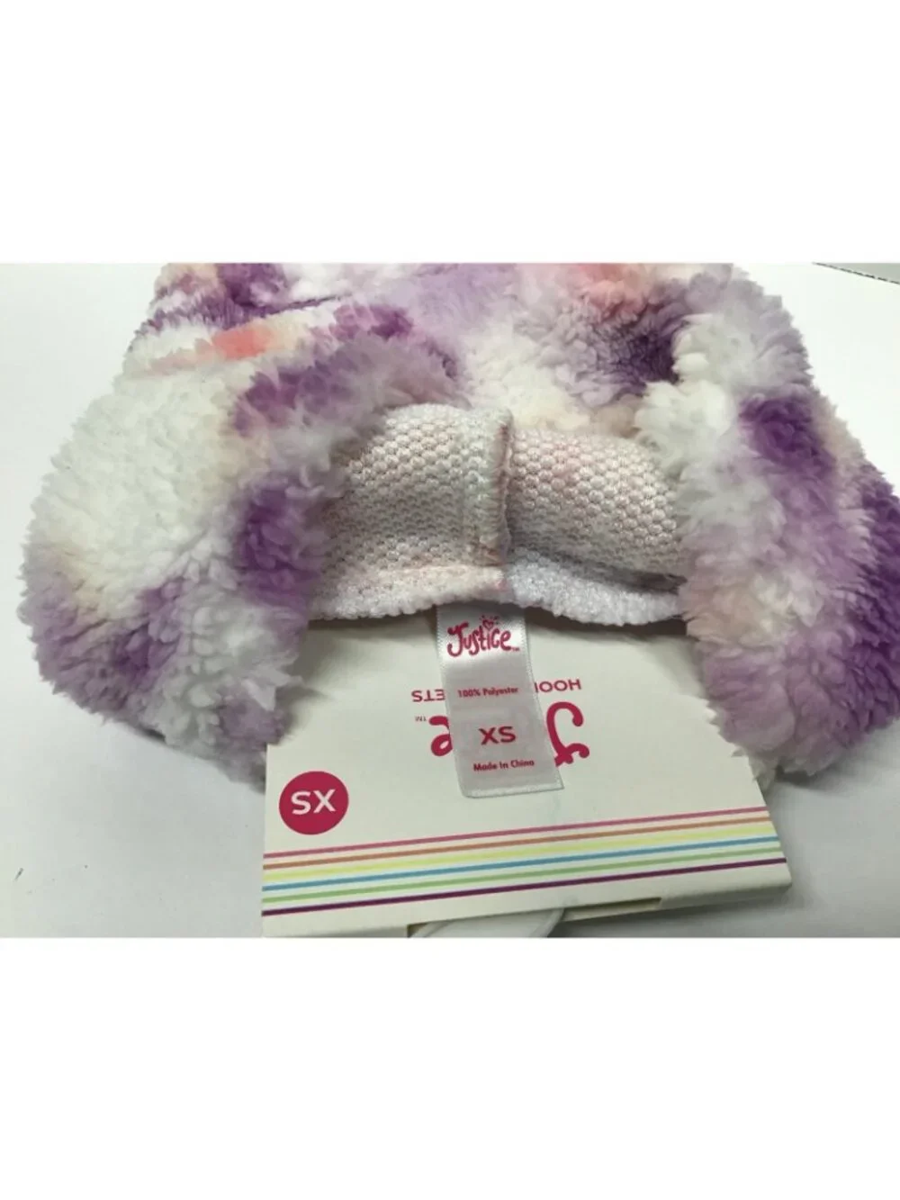 Justice Tie Dye Sherpa Pet Dog Hoodie with Zip Pocket Size XS